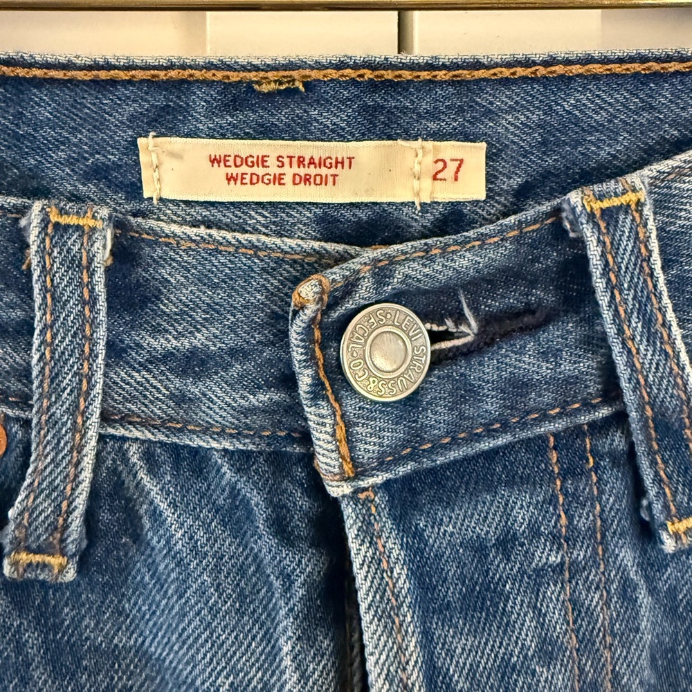 Levi’s Womens Wedgie Straight Jeans Raw Hem Size 27 - Picture 8 of 15